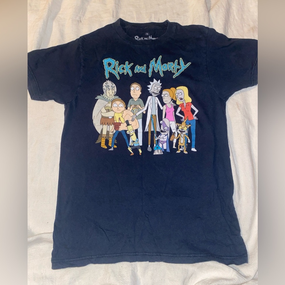 Rick and Morty Navy Blue Adult Swim T-shirt Size Small